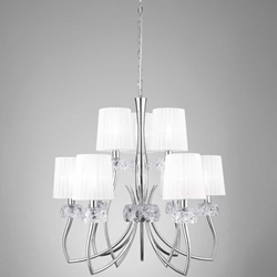 Lámpara de techo clásica LOEWE Cromo 9 pantallas - Imagen 1