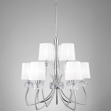 Lámpara de techo clásica LOEWE Cromo 9 pantallas - Imagen 1