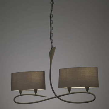 Lámpara de techo rústica LUA GIS CENIZA 2 pantallas - Imagen 1