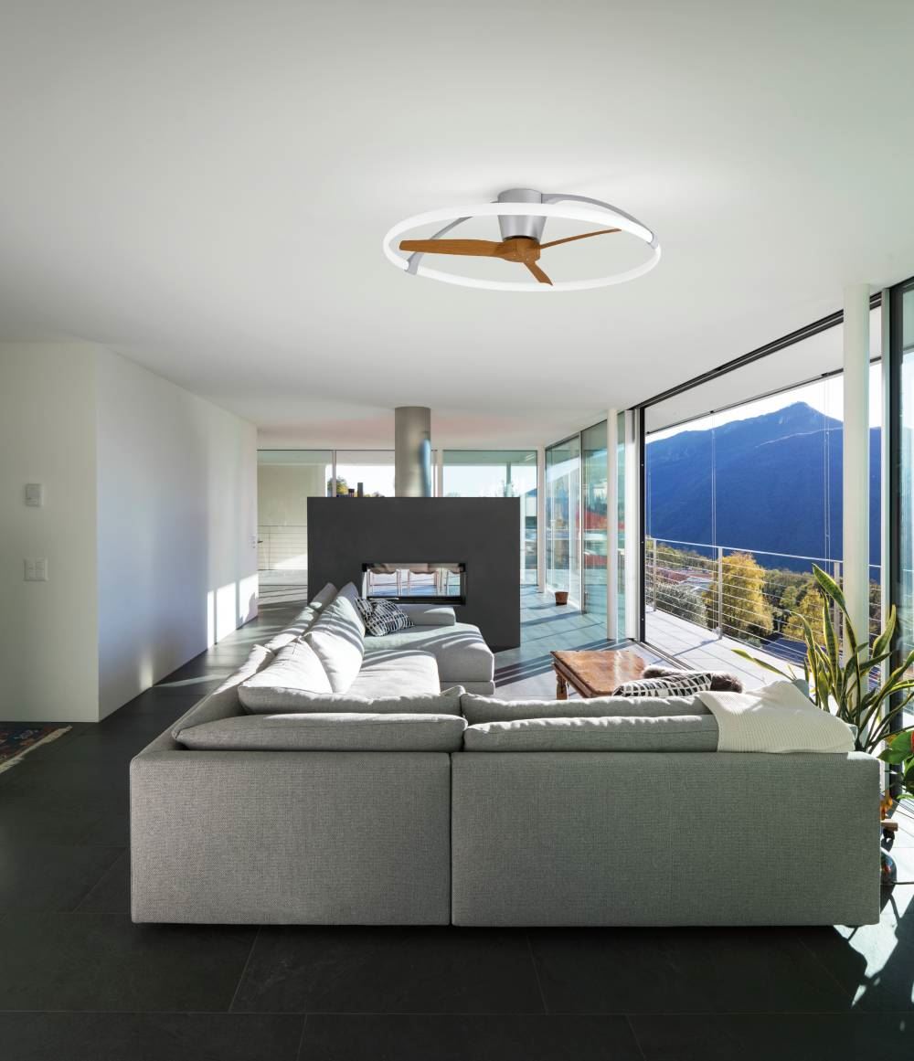 Ventilador de techo con luz LED Motor DC NEPAL Plata/nogal - Imagen 3